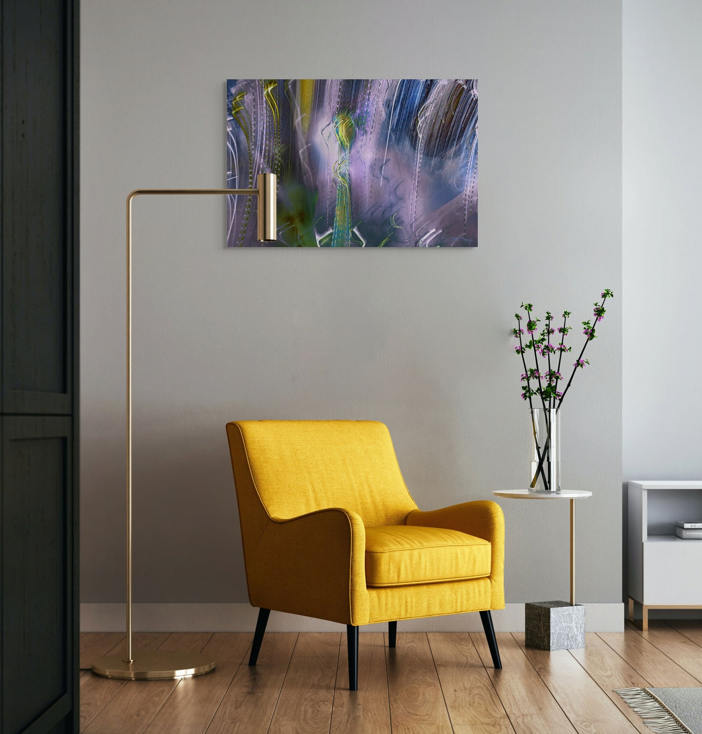 A sophisticated painting titled 'Her Premiere,' capturing a graceful figure in an elegant setting, symbolizing the moment of a debut or special performance.