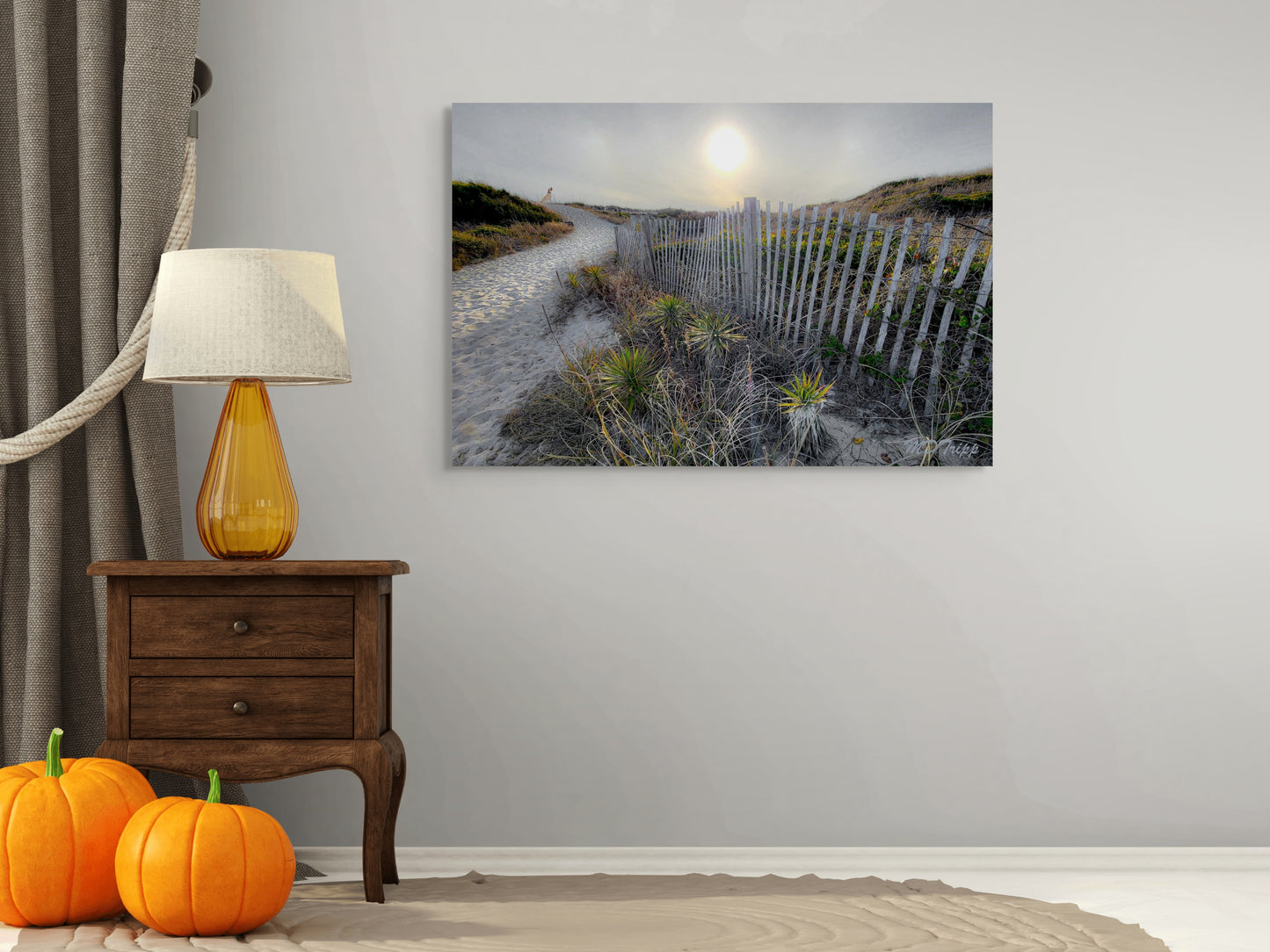 A scenic painting titled 'Hidden Coves of Maine,' showcasing a tranquil coastal cove with rugged cliffs, serene waters, and lush greenery