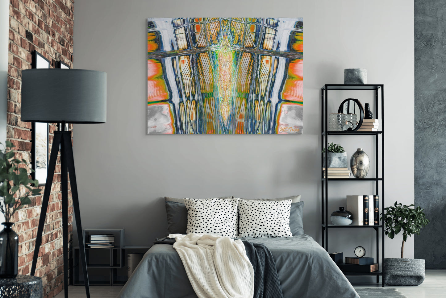 A reflective painting titled 'Living Within,' featuring soft, muted colors and abstract shapes that evoke the inner journey of self-discovery and personal growth.
