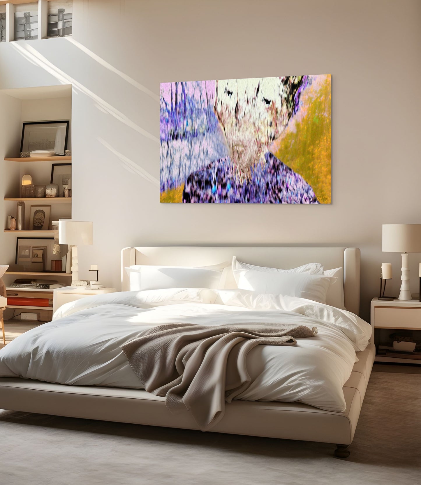 A dynamic painting titled 'Out of the Bush,' capturing the emergence of a figure or animal from the dense wilderness, symbolizing a journey from uncertainty to clarity.