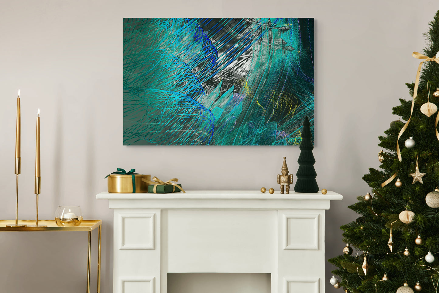 A captivating painting titled 'Peeking through the Atmosphere,' featuring layers of atmospheric depth, with a glimpse of light or form emerging through soft clouds or haze.