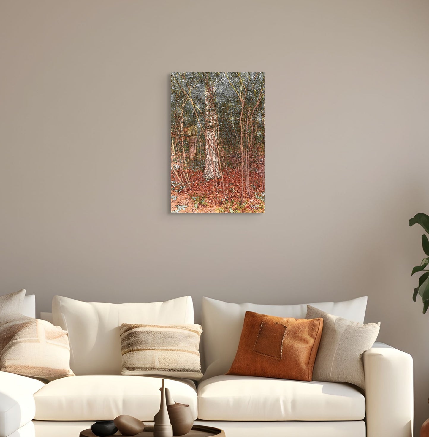 A striking painting titled 'Samari in the Weeds,' depicting a samurai figure in a natural, overgrown setting, blending tradition with the untamed beauty of nature.