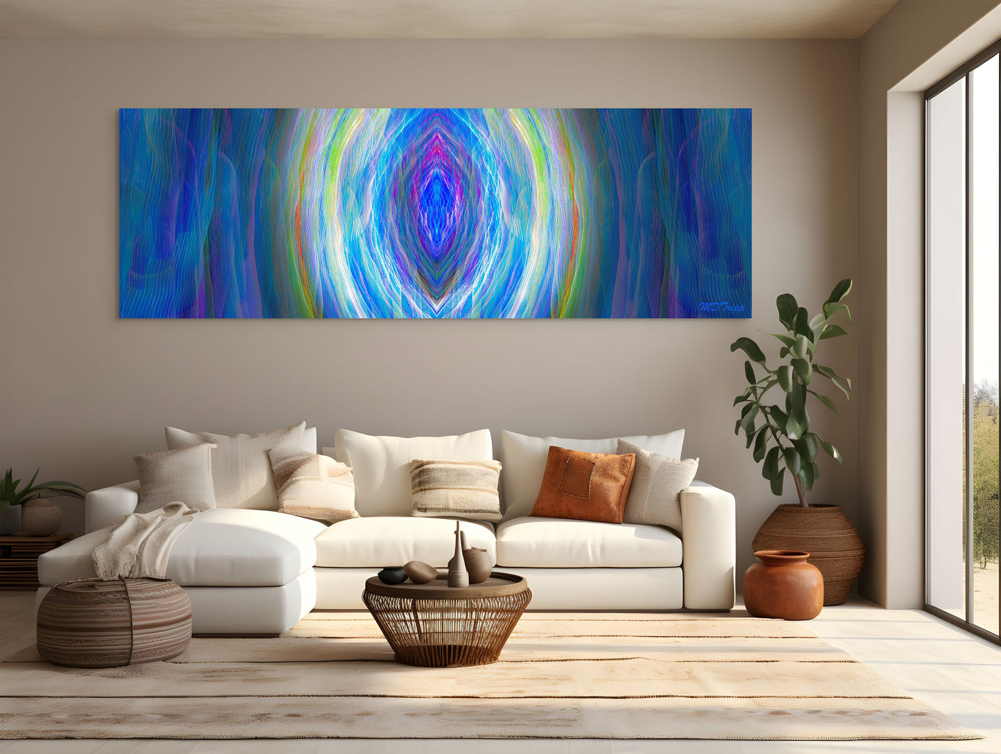 A mysterious painting titled 'The Backway In,' depicting a hidden or narrow path leading to an unknown destination, surrounded by intriguing shadows and subtle details.