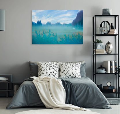 A vibrant painting of a lively gathering in a serene natural setting, capturing warm tones and joyful moments.