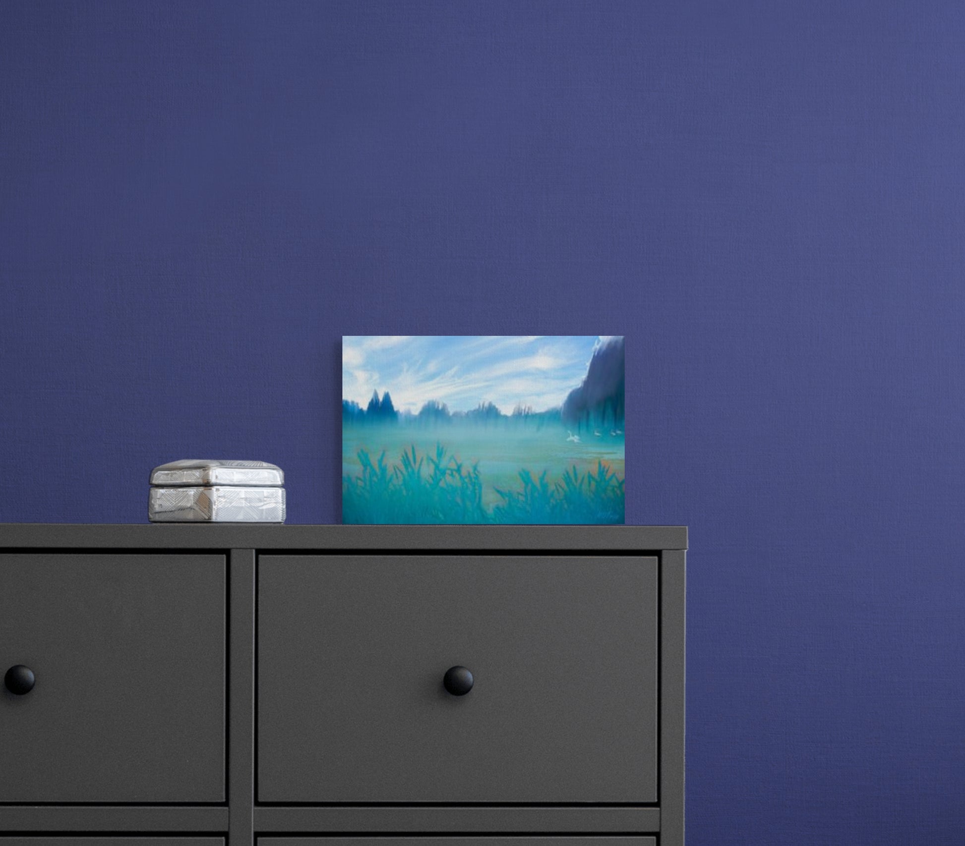 A vibrant painting of a lively gathering in a serene natural setting, capturing warm tones and joyful moments.