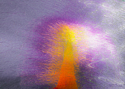 A radiant painting of a shining light breaking through darkness, featuring luminous colors and an uplifting atmosphere.