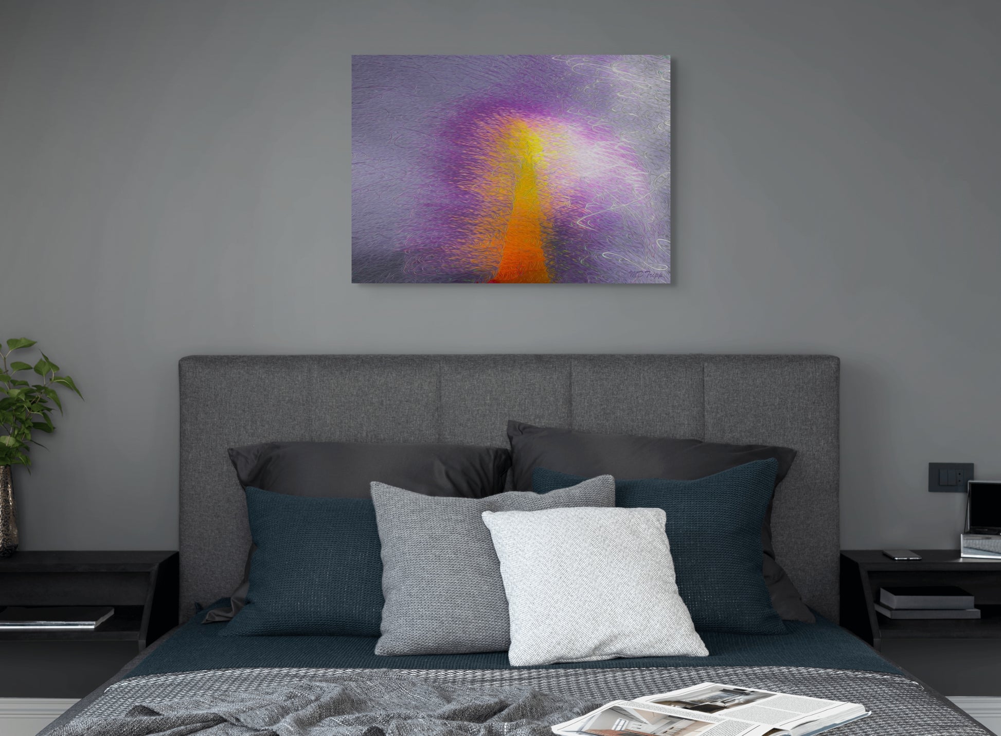 A radiant painting of a shining light breaking through darkness, featuring luminous colors and an uplifting atmosphere.