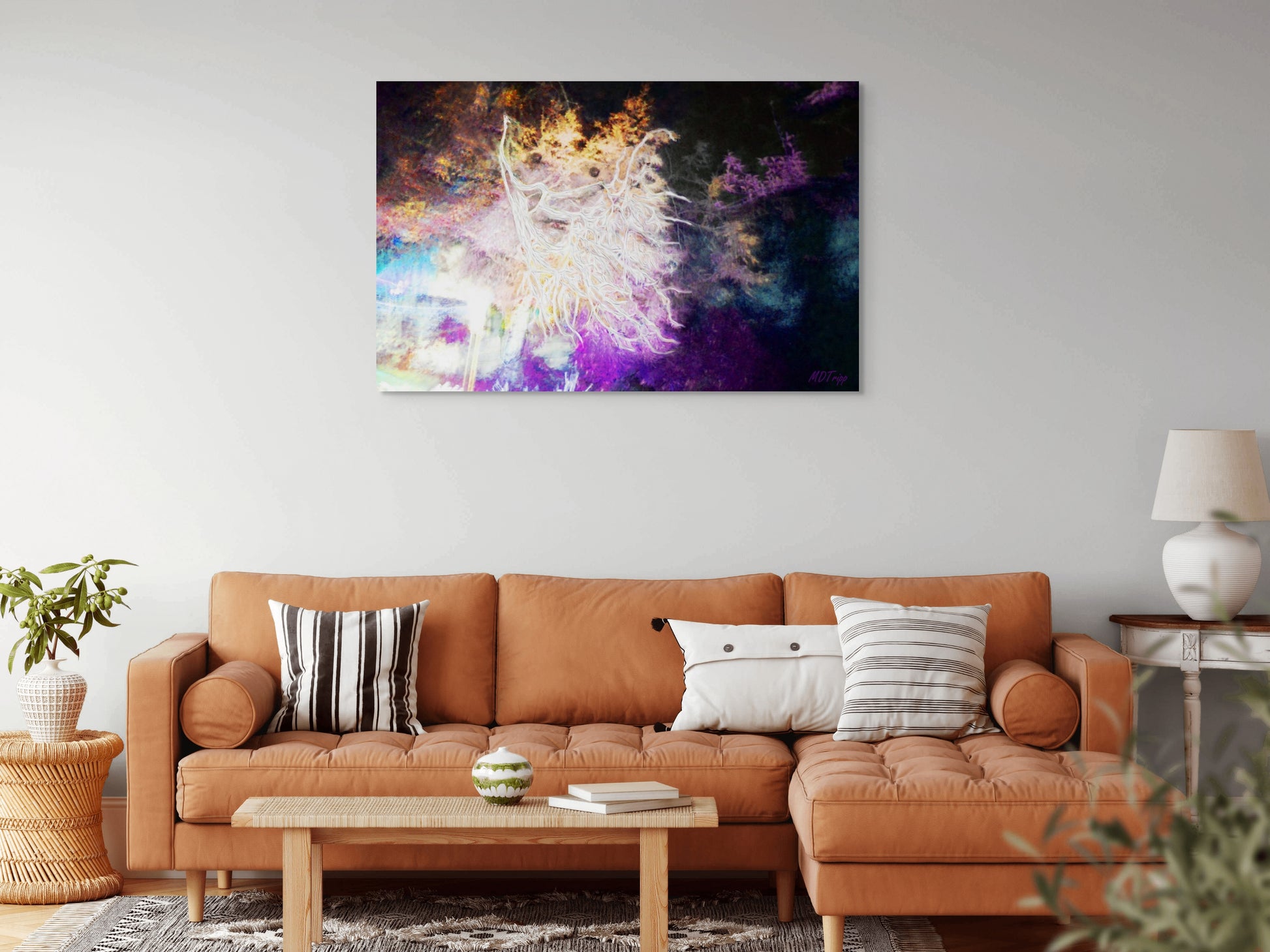 A captivating painting of the Beast and the Maiden, depicting their contrasting forms in an emotionally charged scene with rich colors.