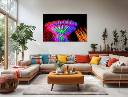 A lively painting capturing the excitement of a carnival, with bright colors, playful rides, and joyful figures enjoying the festivities.