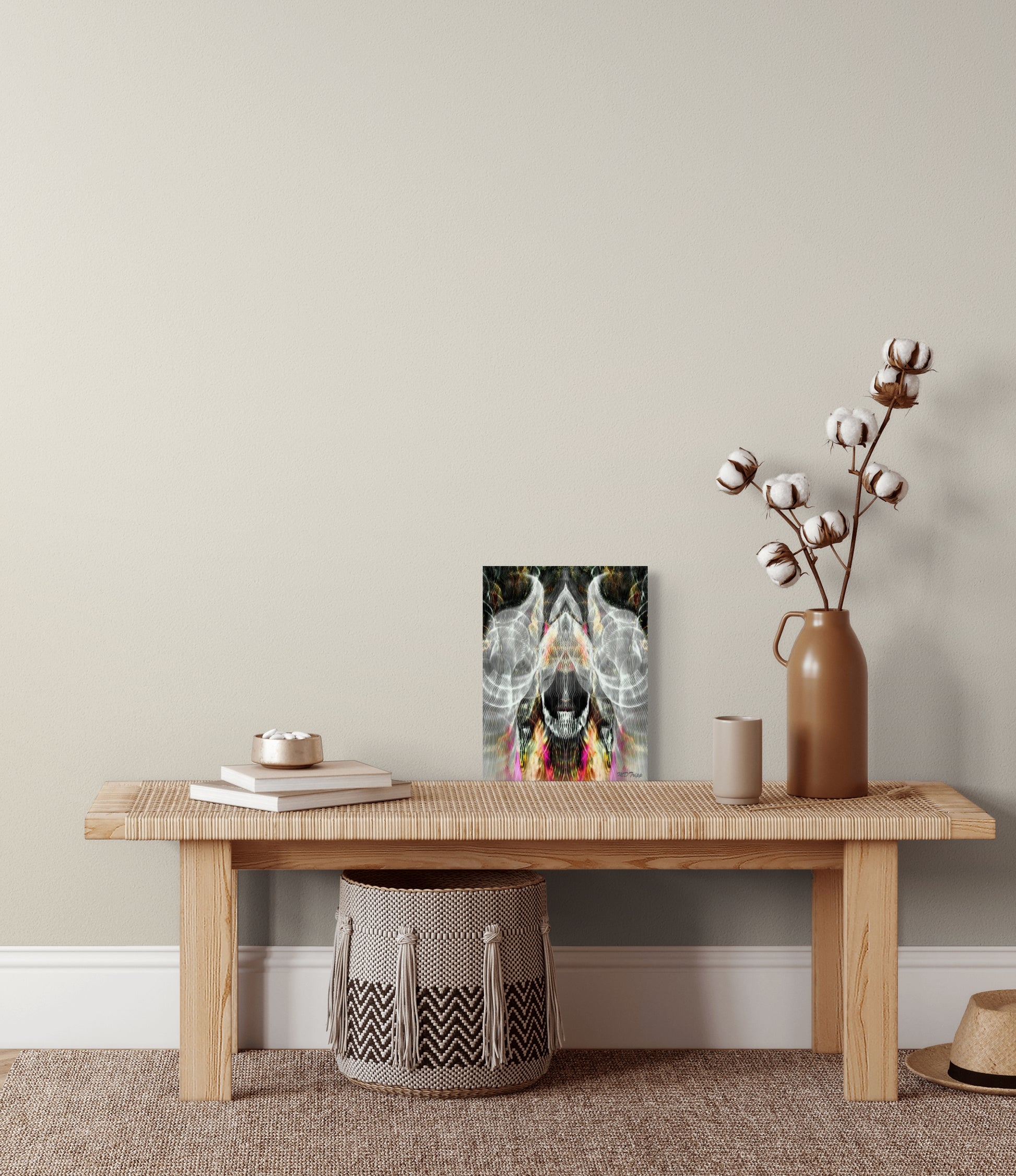 A commanding painting of a chieftain, showcasing a strong figure with intricate details and bold colors, symbolizing leadership and power.