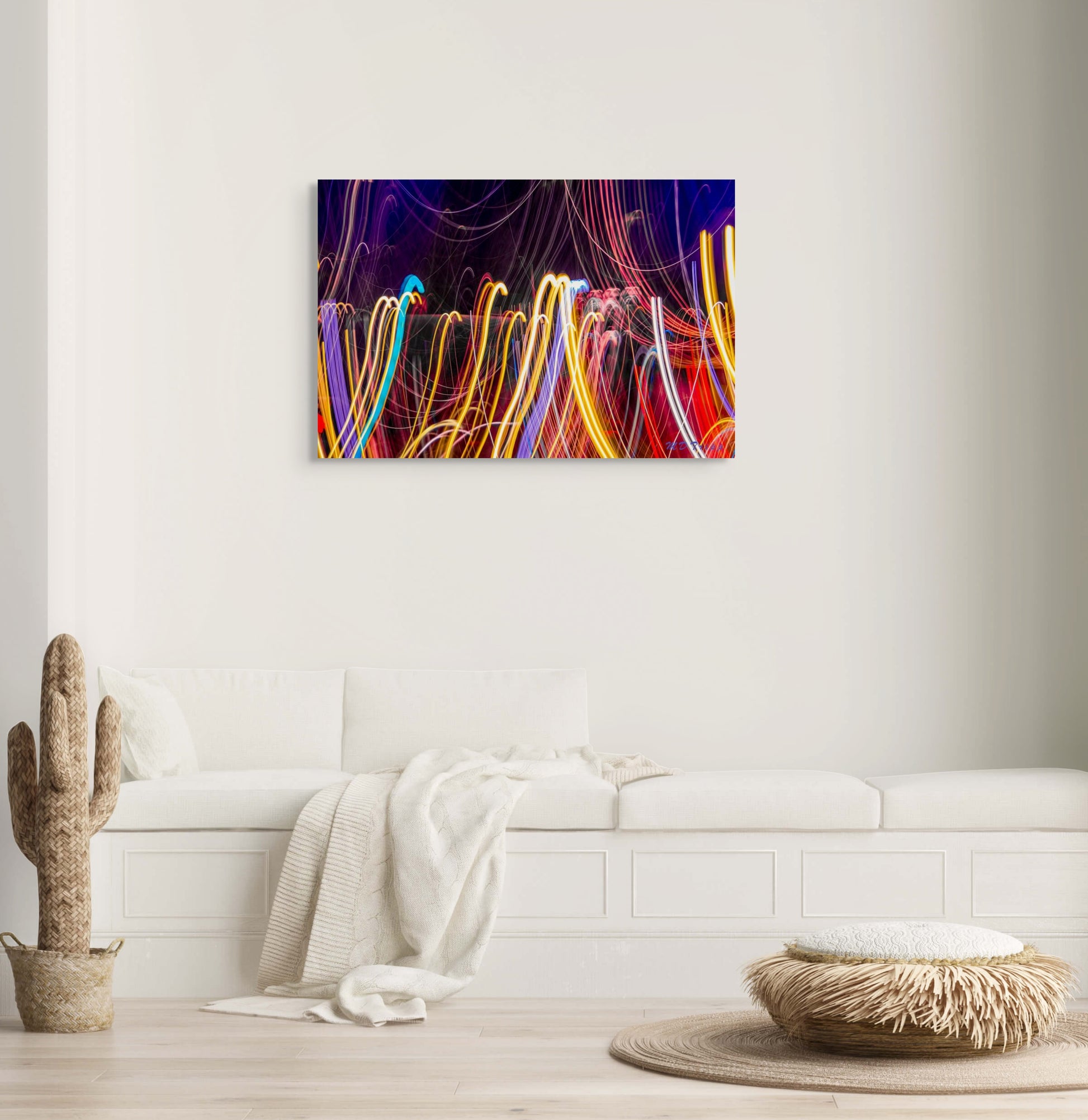 A vibrant abstract painting titled 'Chroma Symphony', featuring a harmonious blend of bold colors and dynamic brushstrokes that evoke energy and movement.