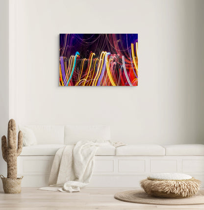 A vibrant abstract painting titled 'Chroma Symphony', featuring a harmonious blend of bold colors and dynamic brushstrokes that evoke energy and movement.