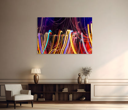 A vibrant abstract painting titled 'Chroma Symphony', featuring a harmonious blend of bold colors and dynamic brushstrokes that evoke energy and movement.