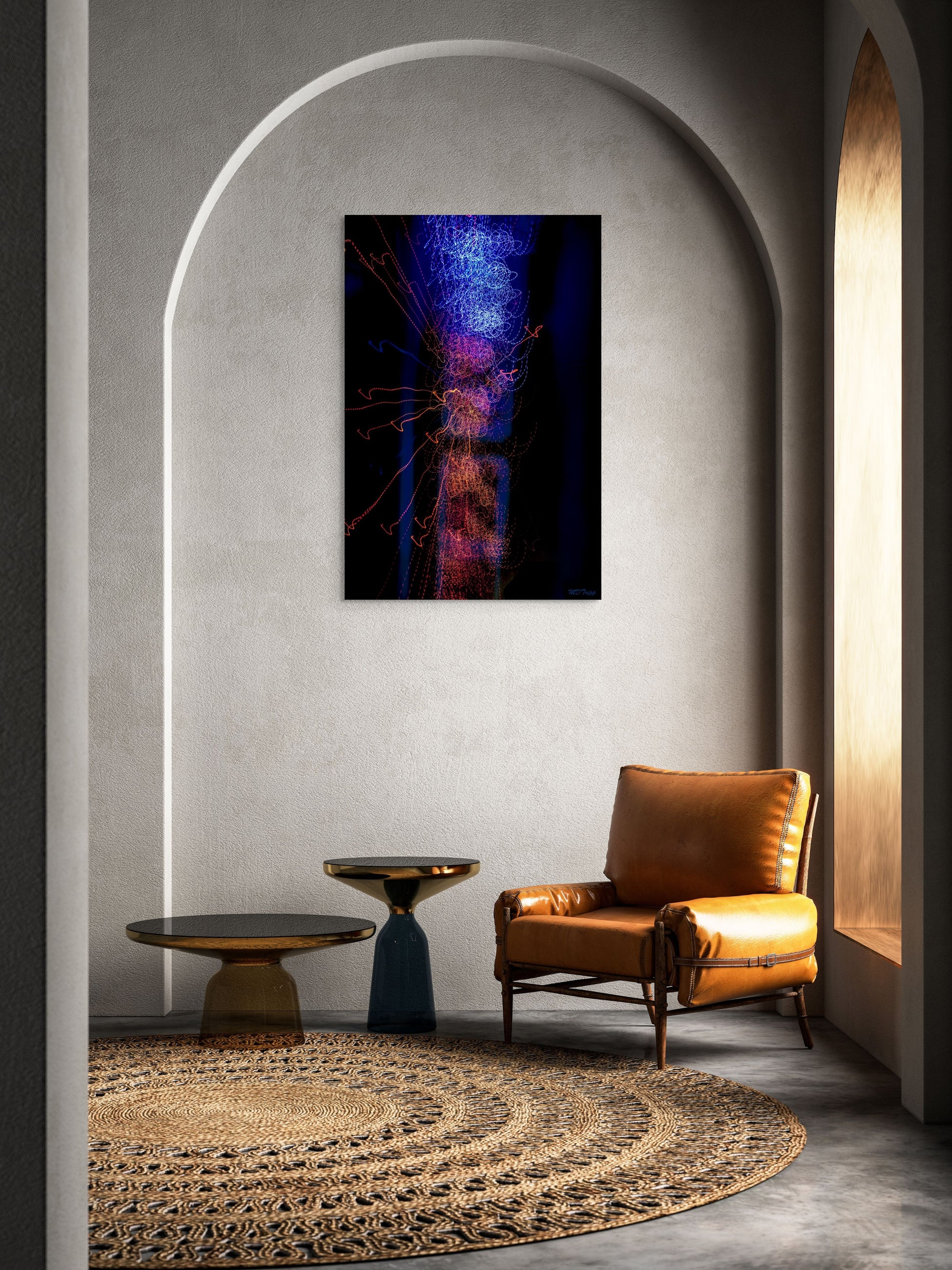 A vibrant and energetic painting titled 'Copa,' capturing the lively spirit of a celebration with bold colors and dynamic movement.