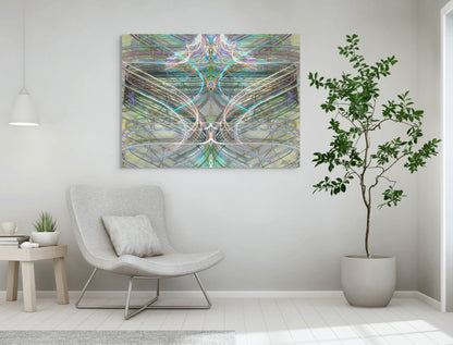 A captivating painting of crystal rocks, featuring intricate details and a shimmering, multi-colored palette that reflects light in a dynamic way.