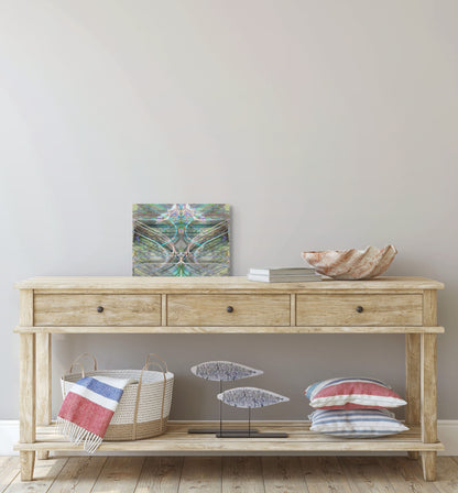 A captivating painting of crystal rocks, featuring intricate details and a shimmering, multi-colored palette that reflects light in a dynamic way.