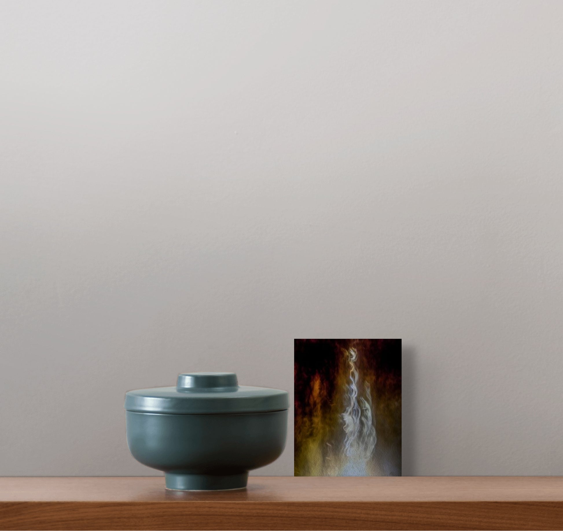 An evocative painting titled 'Deep Emotions,' featuring abstract shapes and rich, dark hues that convey intense feelings and depth.