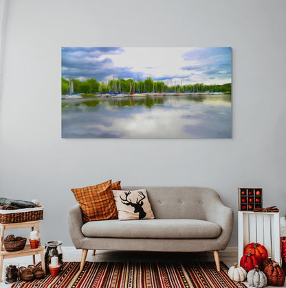 A whimsical painting titled 'Floating Dreams,' featuring soft, ethereal colors and abstract forms that evoke a sense of peaceful dreaming and weightlessness.