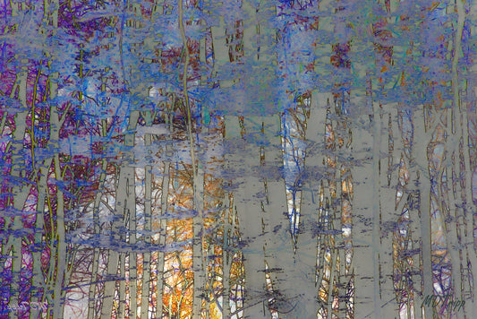 A serene painting titled 'Guiding By Light,' featuring a figure or object illuminated by a soft, radiant light, symbolizing hope, direction, and clarity.