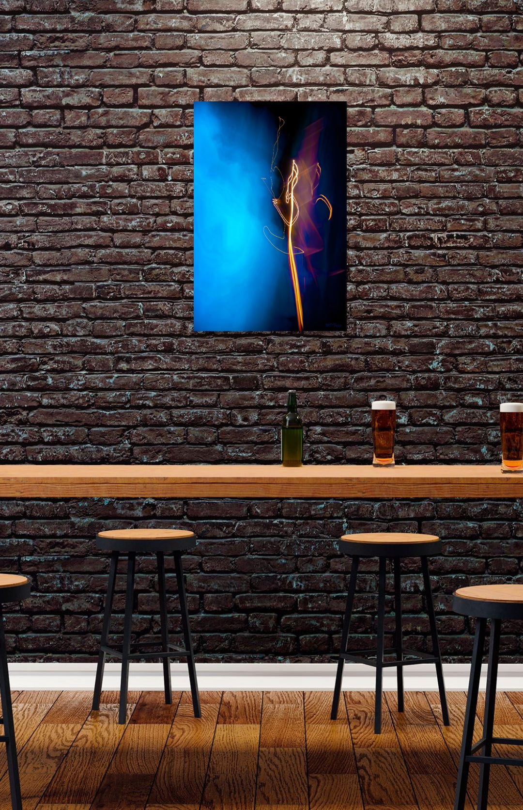 A dynamic painting titled 'Hard Jazz,' featuring bold, abstract forms and energetic lines that reflect the intensity and rhythm of jazz music.