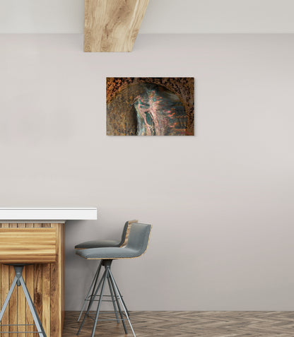 A contemplative painting titled 'Hibernating Our Spirit,' featuring muted tones and serene imagery that evoke rest, reflection, and inner stillness.