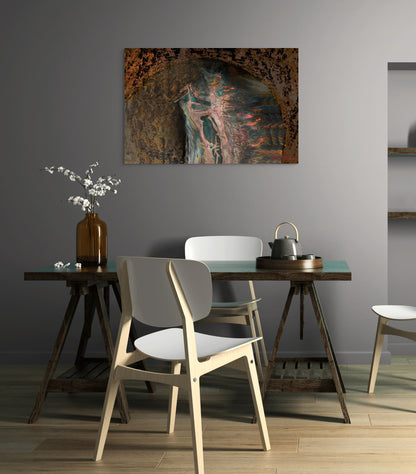 A contemplative painting titled 'Hibernating Our Spirit,' featuring muted tones and serene imagery that evoke rest, reflection, and inner stillness.