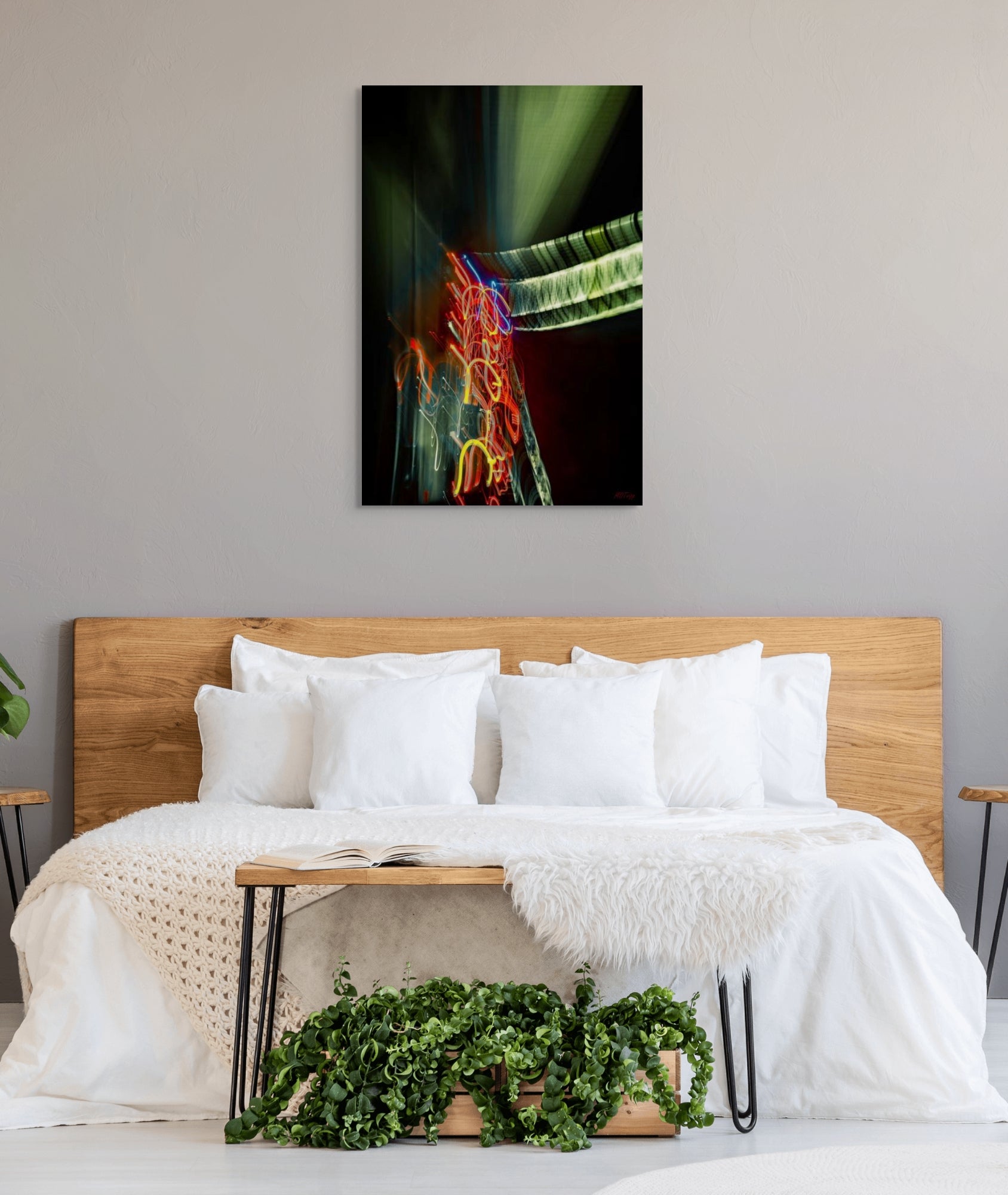 A unique painting titled 'Industrial Dwelling,' featuring a blend of architectural elements with industrial design, showcasing raw textures and urban aesthetics.