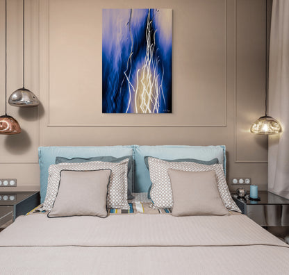 An evocative painting titled 'Life Eternal,' featuring luminous colors and flowing shapes that symbolize the cyclical and enduring essence of life.