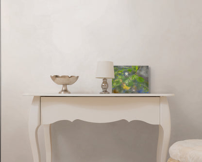 A peaceful painting titled 'Lilly Afternoon,' depicting a calm, sunlit scene with blooming lilies, evoking a sense of tranquility and natural beauty.