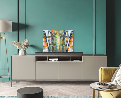 A reflective painting titled 'Living Within,' featuring soft, muted colors and abstract shapes that evoke the inner journey of self-discovery and personal growth.