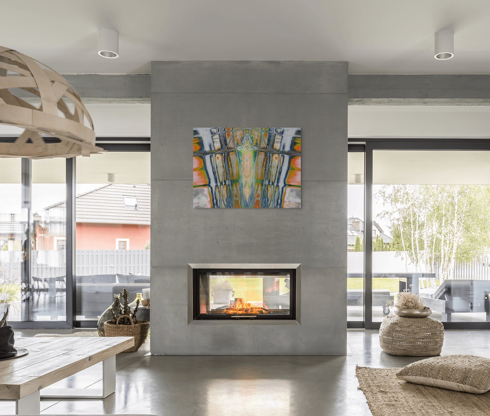 A reflective painting titled 'Living Within,' featuring soft, muted colors and abstract shapes that evoke the inner journey of self-discovery and personal growth.