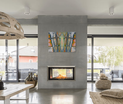 A reflective painting titled 'Living Within,' featuring soft, muted colors and abstract shapes that evoke the inner journey of self-discovery and personal growth.