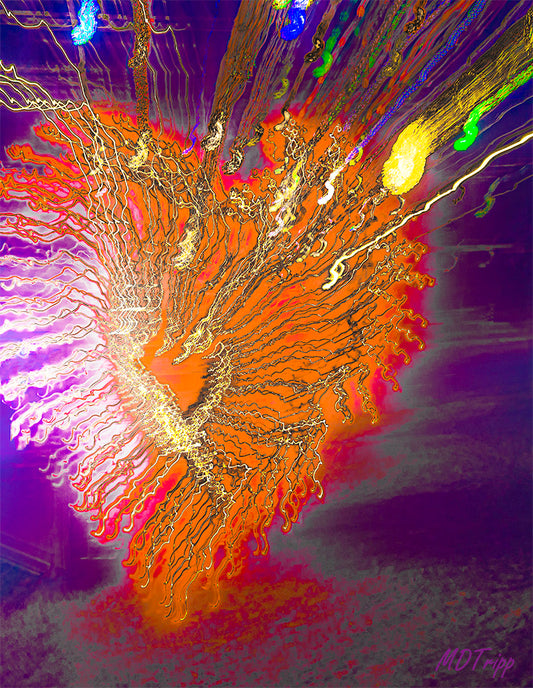 A powerful painting titled 'My Beating Heart,' symbolizing emotions and vitality through bold colors and abstract shapes, capturing the essence of life's pulse.