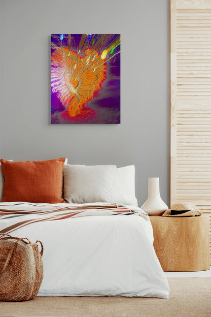 A powerful painting titled 'My Beating Heart,' symbolizing emotions and vitality through bold colors and abstract shapes, capturing the essence of life's pulse.