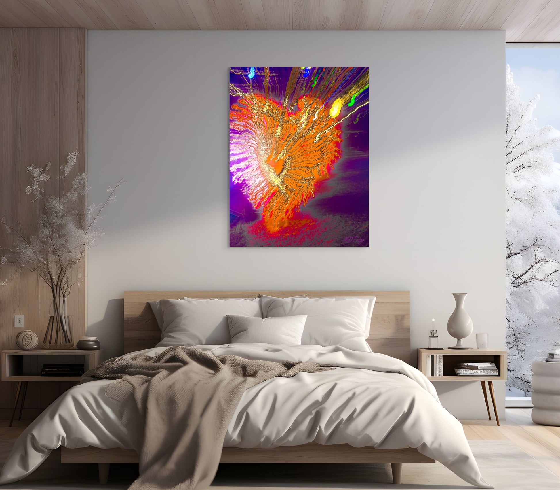 A powerful painting titled 'My Beating Heart,' symbolizing emotions and vitality through bold colors and abstract shapes, capturing the essence of life's pulse.