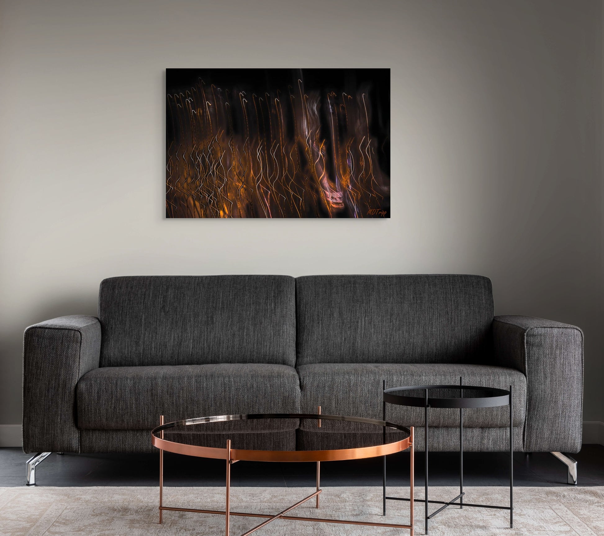 A reflective painting titled 'My Crowded Walk Home,' depicting a busy, bustling scene with a sense of introspection amid the crowd, capturing the contrast between solitude and society.