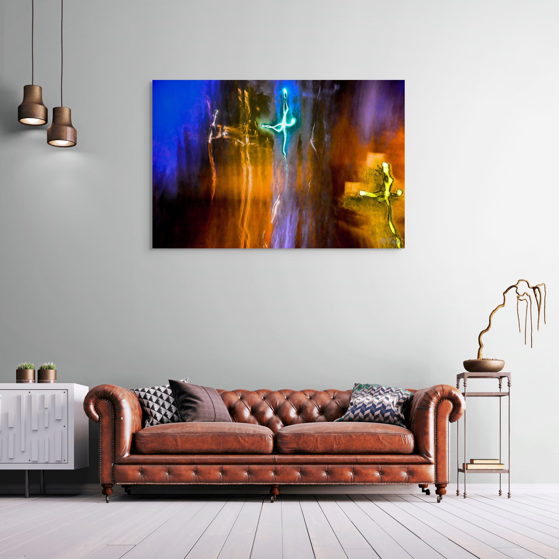 A captivating painting titled 'Only the Faithful Enters,' depicting a serene scene where trust and devotion are symbolized through light, figures, and symbolic elements.