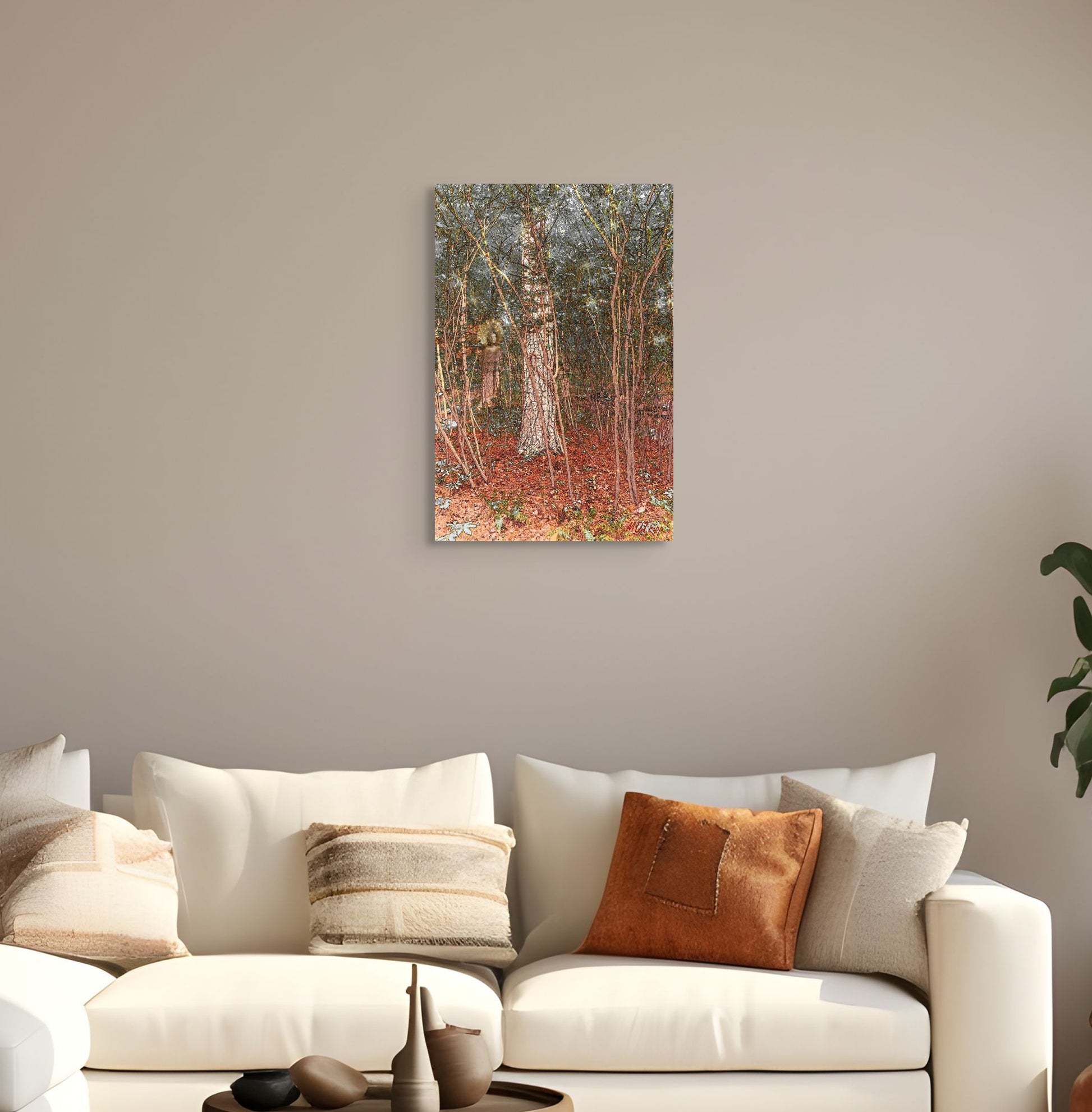 A striking painting titled 'Samari in the Weeds,' depicting a samurai figure in a natural, overgrown setting, blending tradition with the untamed beauty of nature.