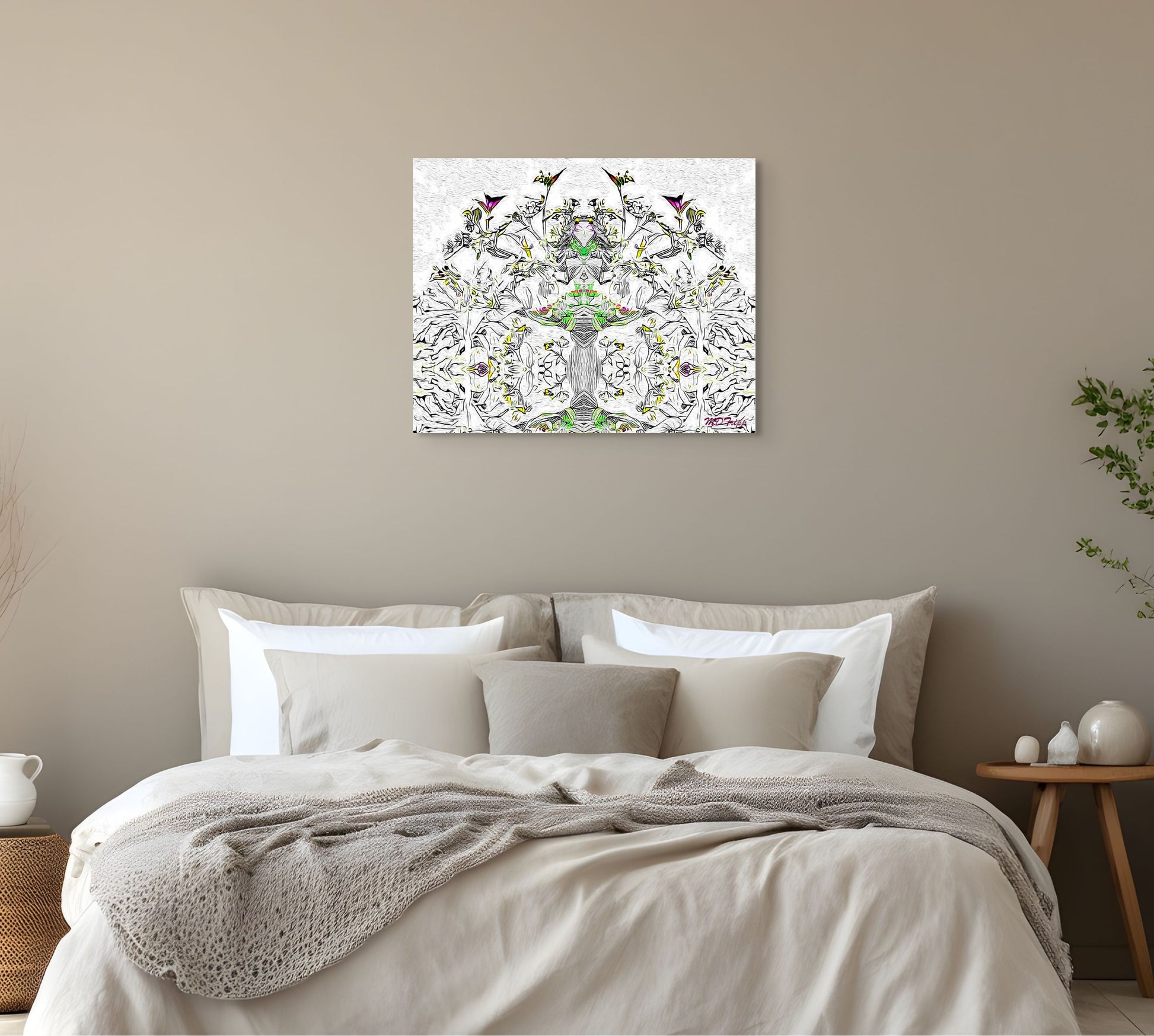 A captivating painting titled 'She's All Consuming,' portraying a powerful and evocative figure surrounded by vibrant energy, symbolizing passion, intensity, and allure.