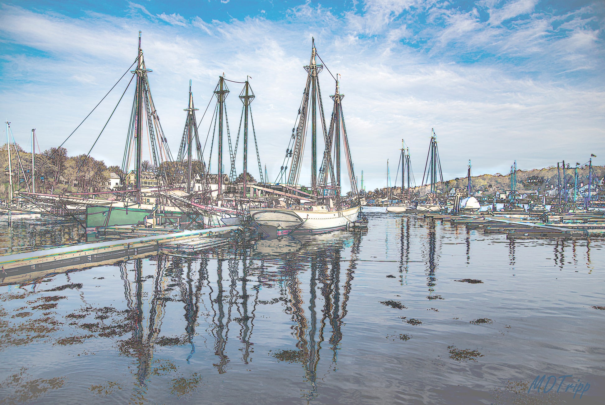 A detailed painting titled 'Ships of Canton,' showcasing traditional ships in a bustling harbor scene, reflecting maritime history and cultural heritage.