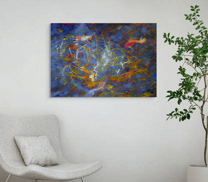 An inspiring painting titled 'Spreading Life,' depicting vibrant colors, blooming forms, or flowing energy, symbolizing growth, vitality, and the essence of life.