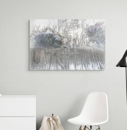 A mysterious painting titled 'Still Secrets Within,' featuring subtle, hidden elements or symbols that suggest untold stories, evoking a sense of intrigue and quiet contemplation.