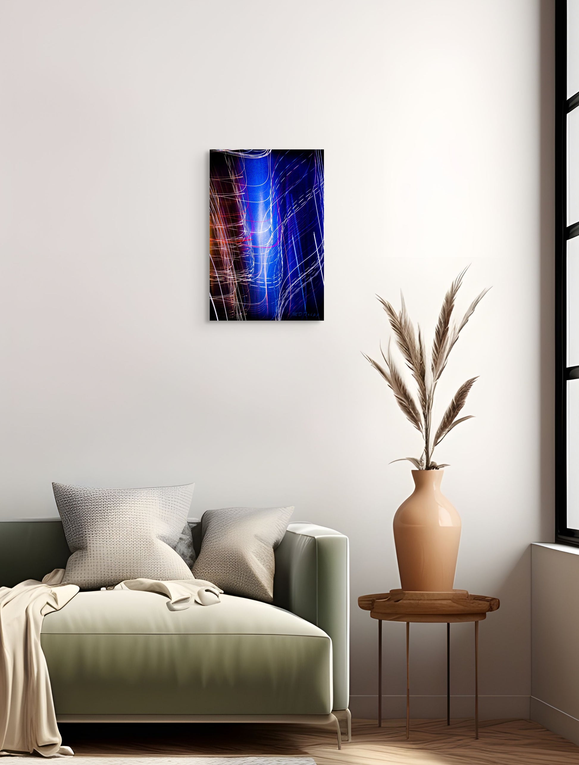 A captivating painting titled 'Swirling City Winds,' showcasing the dynamic motion of wind currents weaving through a vibrant urban landscape, symbolizing energy and urban life.