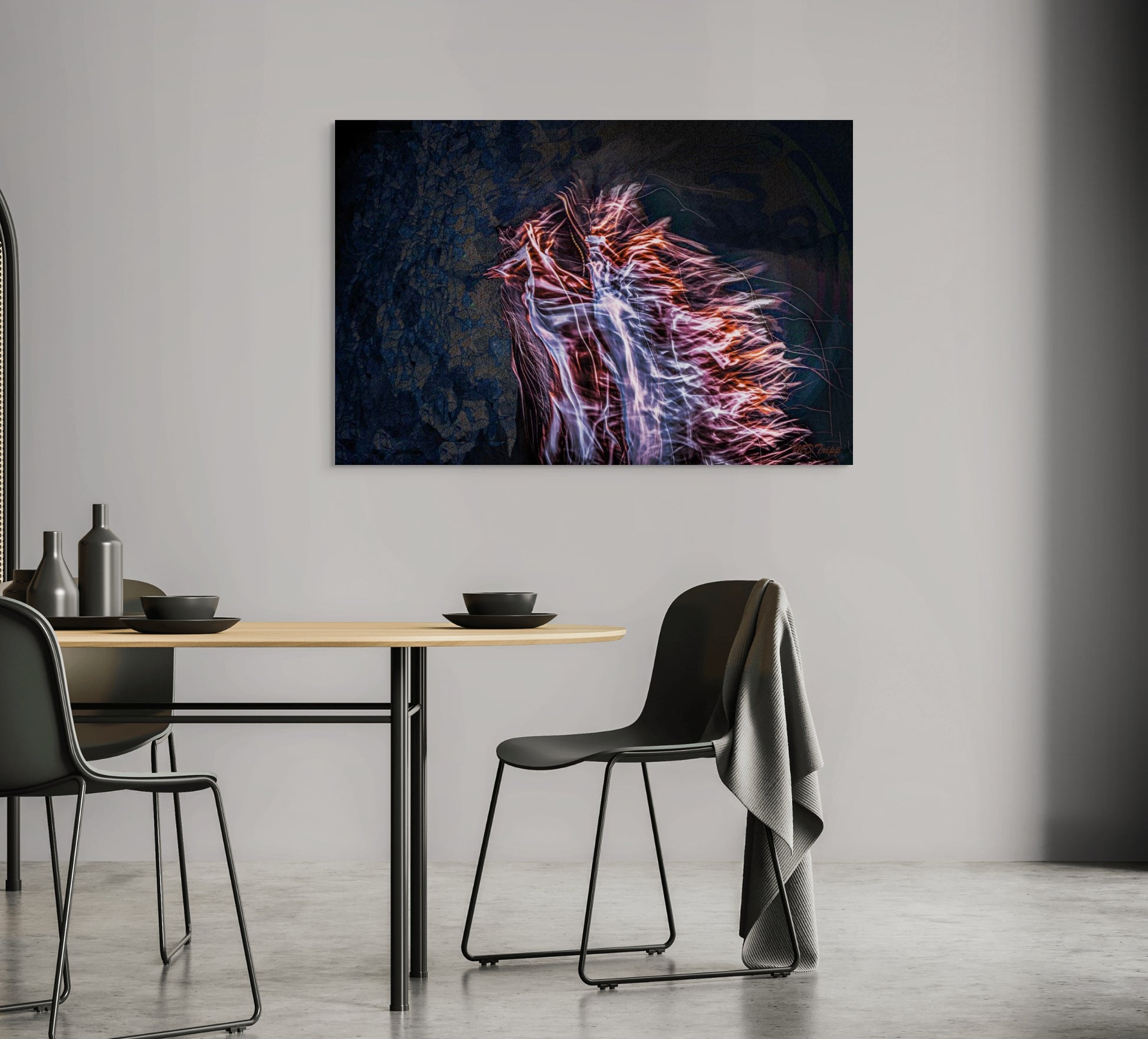 A moody painting titled 'Walking The Night,' depicting a lone figure navigating a quiet, illuminated path under the night sky, symbolizing solitude, mystery, and introspection.