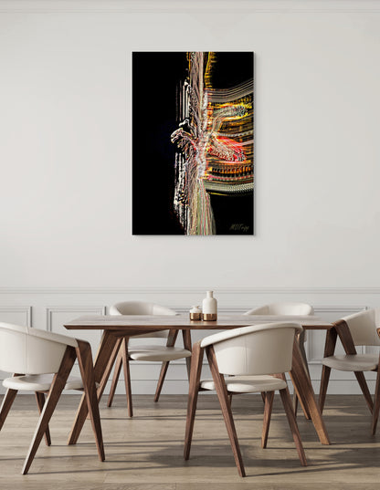 A powerful painting titled 'War,' capturing the intensity and devastation of conflict through bold imagery, dark tones, and dynamic composition, symbolizing the chaos and human cost of war.